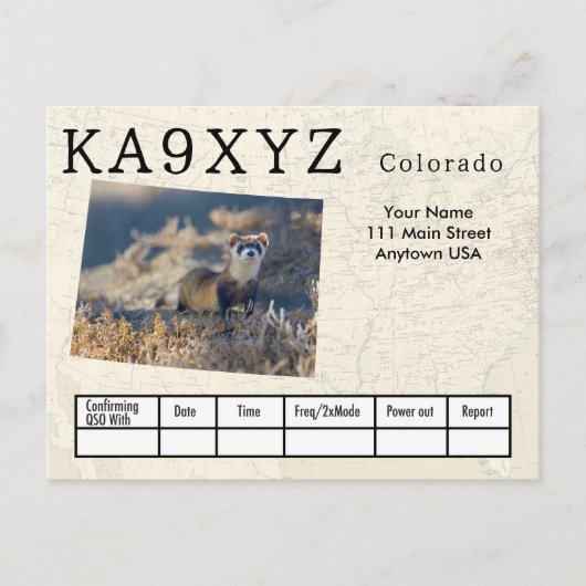 Your Photo Colorado Shapes切り出しカスタムQSL ポストカード (正面)