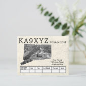 Your Photo Connecticutシェイプ切り出しカスタムQSL ポストカード (スタンド正面)