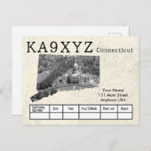 Your Photo Connecticutシェイプ切り出しカスタムQSL ポストカード (正面/裏面)