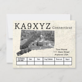 Your Photo Connecticutシェイプ切り出しカスタムQSL ポストカード