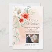 Your Photo Coral Waterカラー婚約 招待状 (正面)