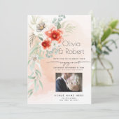 Your Photo Coral Waterカラー婚約 招待状 (スタンド正面)