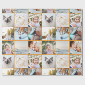 Your Photo Custom Grid Collage Orange ラッピングペーパー (フラット)