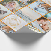 Your Photo Custom Grid Collage Orange ラッピングペーパー (角)