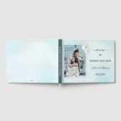 Your Photo Dusty Blueフローラデザイン結婚ズゲスト ゲストブック (全面)