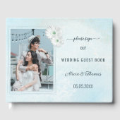 Your Photo Dusty Blueフローラデザイン結婚ズゲスト ゲストブック (正面)