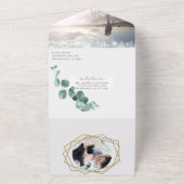 Your Photo Eucalyptusツリー金ゴールド幾何学模様 オールインワン招待状 (外側)