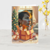 Your Photo Gift from Pets Holiday Greeting Card カード (黄色い花)