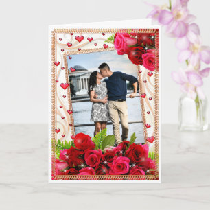 YOUR PHOTO Happy Valentineのバラ カード