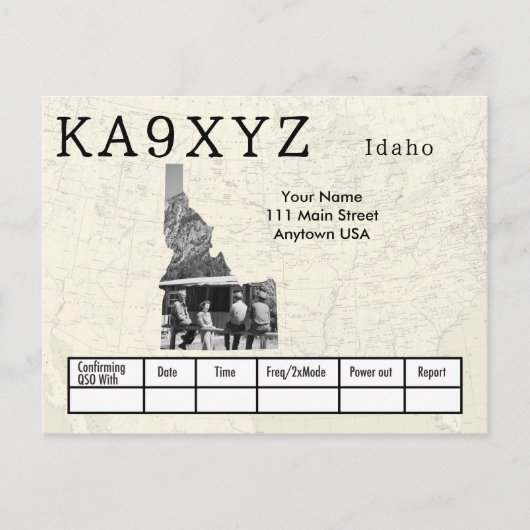 Your Photo Idaho Shapes切り出しカスタムQSL ポストカード (正面)