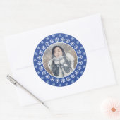 YOUR PHOTO in a Snowflake Frameスタンプ ラウンドシール (封筒)