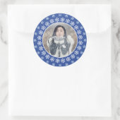 YOUR PHOTO in a Snowflake Frameスタンプ ラウンドシール (バッグ)