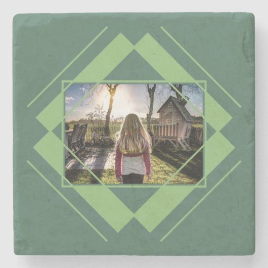 YOUR PHOTO in Geometric Pattern stone coasters ストーンコースター (正面)