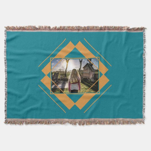 YOUR PHOTO in Geometric Pattern throw毛布 スローブランケット (正面)