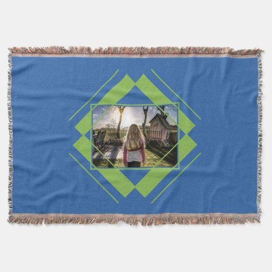 YOUR PHOTO in Geometric Pattern throw毛布 スローブランケット (正面)