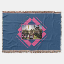 YOUR PHOTO in Geometric Pattern throw毛布 スローブランケット