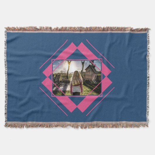 YOUR PHOTO in Geometric Pattern throw毛布 スローブランケット (正面)