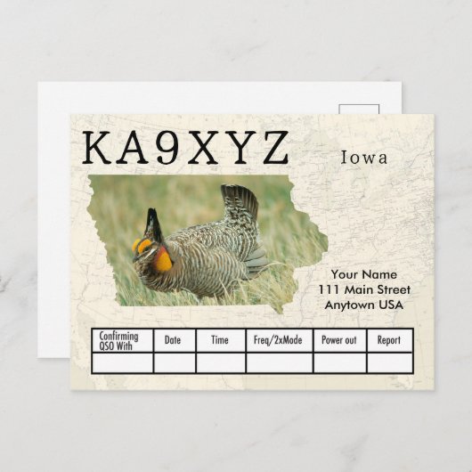 Your Photo Iowa字型切り出しカスタムQSLはがき ポストカード (正面/裏面)