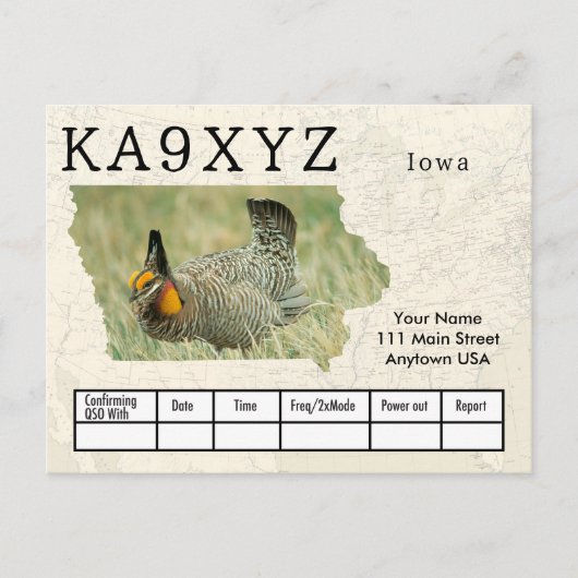 Your Photo Iowa字型切り出しカスタムQSLはがき ポストカード (正面)