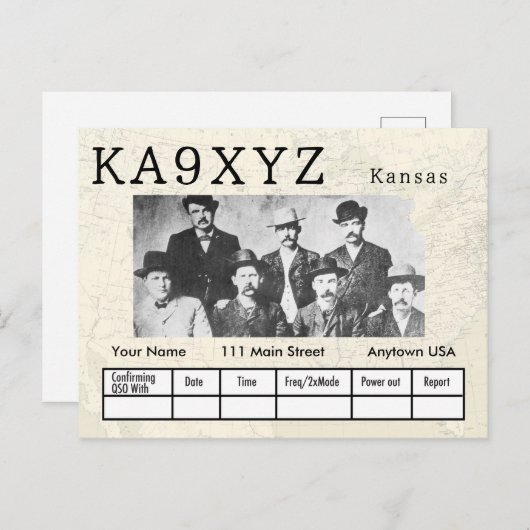 Your Photo Kansasシェイプ切り出しカスタムQSL ポストカード (正面/裏面)