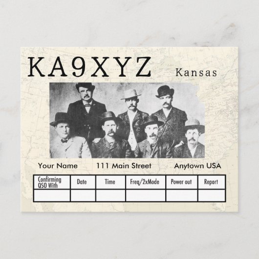 Your Photo Kansasシェイプ切り出しカスタムQSL ポストカード (正面)