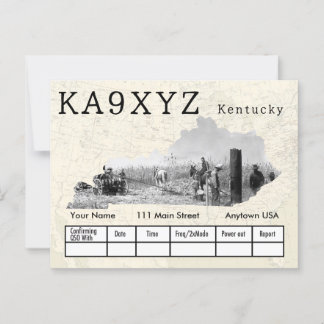 Your Photo Kentuckyの形をした切り出しカスタムQSL ポストカード