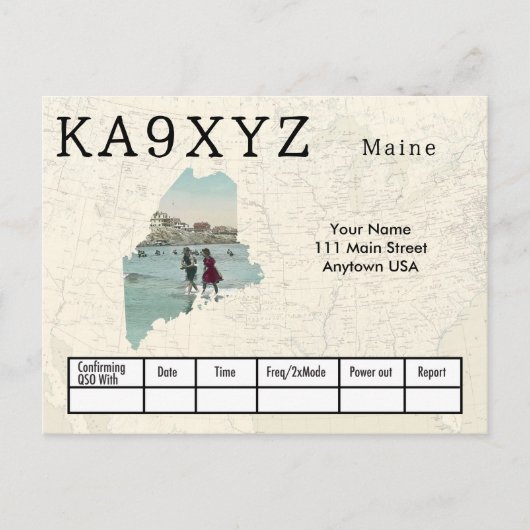 Your Photo Maineの形をした切り出しカスタムQSLはがき ポストカード (正面)