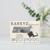 Your Photo Massachusettsシェイプ切り出しカスタムQSL ポストカード (スタンド正面)