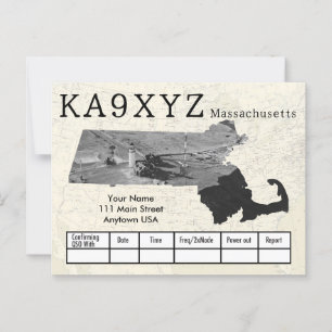 Your Photo Massachusettsシェイプ切り出しカスタムQSL ポストカード