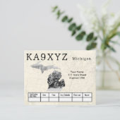 Your Photo Michigan Shapes切り出しカスタムQSL ポストカード (スタンド正面)