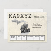 Your Photo Michigan Shapes切り出しカスタムQSL ポストカード (正面/裏面)