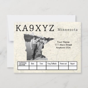 Your Photo Minnesotaの形をした切り出しカスタムQSL ポストカード