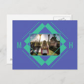 YOUR Photo & Monogram幾何学模様はがき ポストカード (正面/裏面)