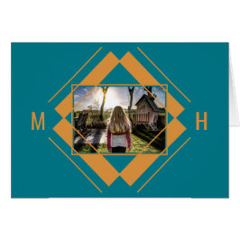 YOUR Photo & Monogram Geometric Greeting Card