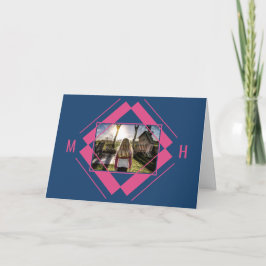 YOUR Photo & Monogram Geometric Greeting Card ノートカード