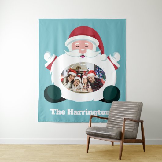 YOUR Photo & Name カスタム Santa tapestry タペストリー (インサイチュ)