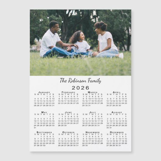 Your Photo Name Customizable 2026 Calendar Magnet (正面)