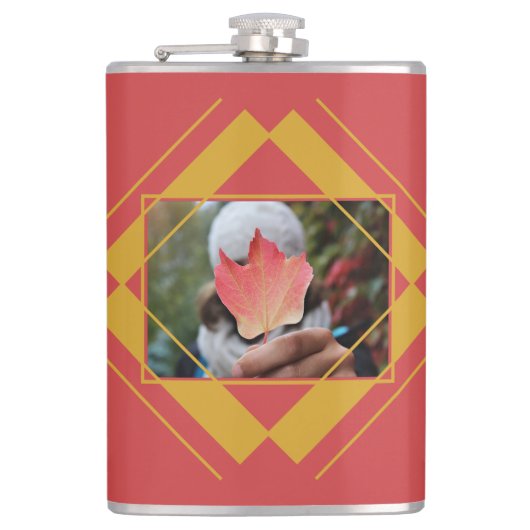 YOUR PHOTO & NAME in Geometric Pattern flask フラスク (正面)