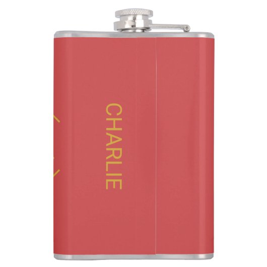 YOUR PHOTO & NAME in Geometric Pattern flask フラスク (裏面)