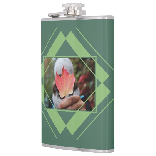 YOUR PHOTO & NAME in Geometric Pattern flask フラスク (左)