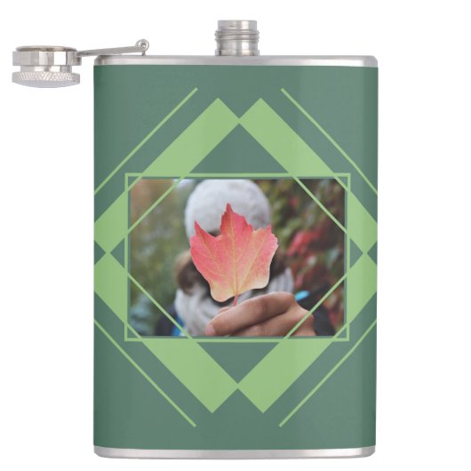 YOUR PHOTO & NAME in Geometric Pattern flask フラスク (オープン)