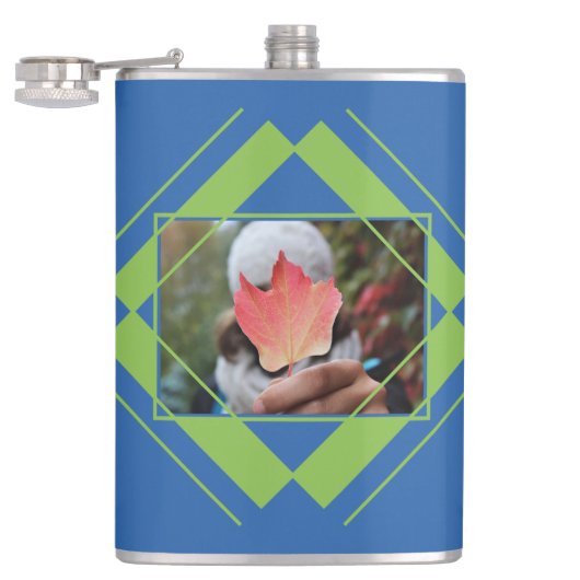 YOUR PHOTO & NAME in Geometric Pattern flask フラスク (オープン)