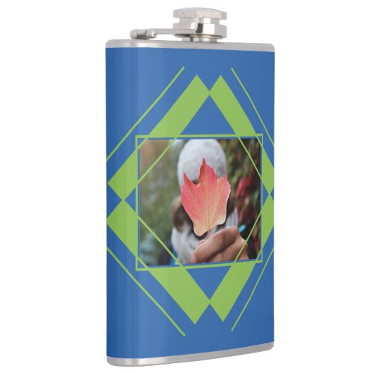 YOUR PHOTO & NAME in Geometric Pattern flask フラスク (右)