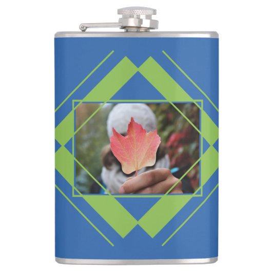 YOUR PHOTO & NAME in Geometric Pattern flask フラスク (正面)