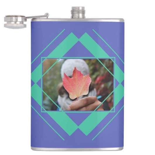 YOUR PHOTO & NAME in Geometric Pattern flask フラスク (オープン)