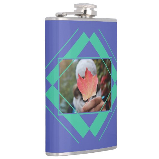 YOUR PHOTO & NAME in Geometric Pattern flask フラスク (右)