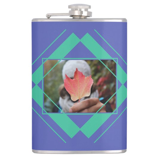 YOUR PHOTO & NAME in Geometric Pattern flask フラスク (正面)