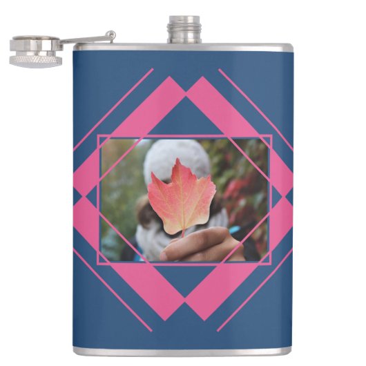 YOUR PHOTO & NAME in Geometric Pattern flask フラスク (オープン)
