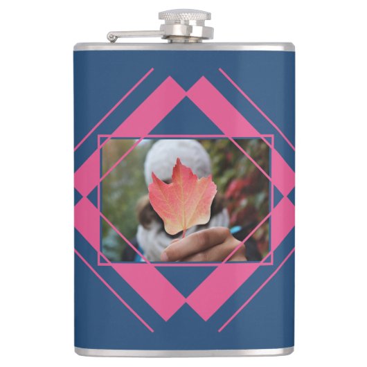 YOUR PHOTO & NAME in Geometric Pattern flask フラスク (正面)