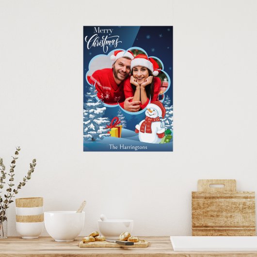 YOUR Photo & Name(s) Christmas ポスター (キッチン)